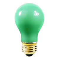 60 Watt - A19 Light Bulb - Opaque Green - Medium Brass Base - 130 Volt - Satco S4986