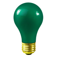 25 Watt - A19 Incandescent Light Bulb -  Opaque Green - Medium Brass Base - 130 Volt - Satco S6091