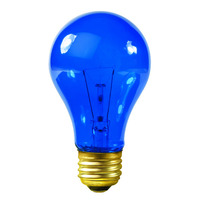 25 Watt - A19 Light Bulb - Transparent Blue - Medium Brass Base - 120 Volt - Satco S6082