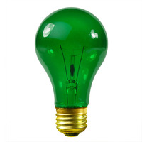 25 Watt - A19 Incandescent Light Bulb - Transparent Green - Medium Brass Base - 130 Volt - Satco S6081
