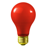 25 Watt - A19 Incandescent Light Bulb - Opaque Red - Medium Brass Base - 130 Volt - Satco S6090