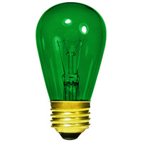 11 Watt - S14 Incandescent Light Bulb - Transparent Green - Medium Brass Base - 130 Volt - Halco 9054