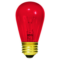 11 Watt - S14 Incandescent Light Bulb - Transparent Red - Medium Brass Base - 130 Volt - Halco 9052
