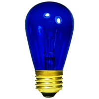 11 Watt - S14 Light Bulb - Transparent Blue - Medium Brass Base - 130 Volt - Halco 9055