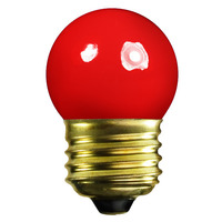 7.5 Watt - S11 Incandescent Light Bulb - Opaque Red - Medium Brass Base - 130 Volt - Halco 7019
