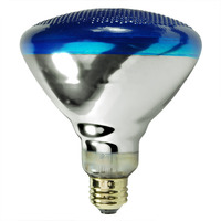 100 Watt - BR38 Incandescent Light Bulb - Blue - Medium Brass Base - 120 Volt - Satco S4428