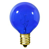10 Watt - G12 Incandescent Light Bulb - Transparent Blue - Candelabra Brass Base - 120 Volt - Satco S3834