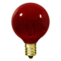 10 Watt - 1.5 in. Dia. - G12 Globe Light Bulb - Transparent Red - Clear - Candelabra Brass Base - 120 Volt - Satco S3833