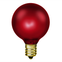 15 Watt - G16.5 (G50) Incandescent Light Bulb - Ruby Red - Candelabra Brass Base - 130 Volt - Antique Lightbulb Co.1898
