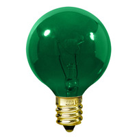 7 Watt - G16 (G50) Incandescent Light Bulb - Green - Intermediate Brass Base - 130 Volt - Christmas Lite Co. - DEC 0007G16G