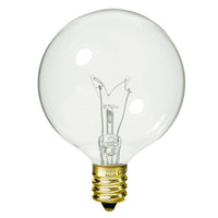 15 Watt - 2.1 in. Dia. - G16.5 Globe Incandescent Light Bulb - Clear - Candelabra Brass Base - 120 Volt - Satco S3821