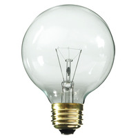 25 Watt - 3.1 in. Dia. - G25 Globe Incandescent Light Bulb - Clear - Medium Brass Base - 130 Volt - Halco 5001