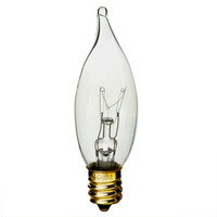 25 Watt - CA10 Incandescent Light Bulb - Clear - Candelabra Brass Base - 12 Volt - Satco S3868