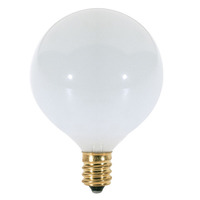 25 Watt - 2.1 in. Dia. - G16.5 Globe Incandescent Light Bulb - Frosted - Candelabra Brass Base - 120 Volt - Satco S3260