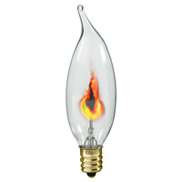 3 Watt - B9.5 Incandescent Chandelier Bulb - Flicker Flame - Bent Tip - Candelabra Base - 120 Volt - Satco S3656