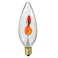 3 Watt - CA8 Incandescent Chandelier Bulb - Flicker Flame - Straight Tip - Candelabra Base - 120 Volt - Satco S3659