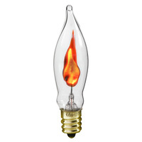 3 Watt - CA5.5 Incandescent Chandelier Bulb - Flicker Flame - Bent Tip - Candelabra Base - 120 Volt - Satco S3661
