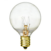 10 Watt - 1.5 in. Dia. - G12 Globe Incandescent Light Bulb - Clear - Candelabra Brass Base - 130 Volt - Bulbrite 301010