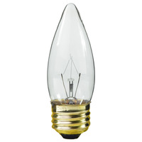25 Watt - Clear - Straight Tip - Incandescent Chandelier Bulb - Medium Base - 130 Volt - PLT Solutions - DEC-81417