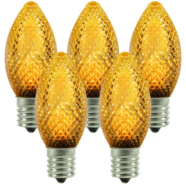 25 Pack - C9 - LED - Amber-Yellow - Faceted Finish Image