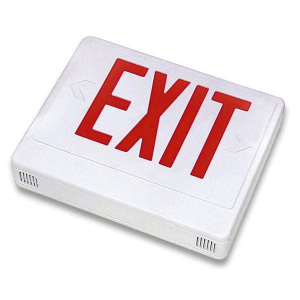 LED Exit Sign - White Thermoplastic - Red Letters