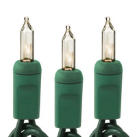 6 ft. - Green Wire - Christmas Mini Light String - (10) Clear Bulbs - 4.5 in. Bulb Spacing - Stackable Male Connection - 120 Volt - Christmas Lite Co. 3728100