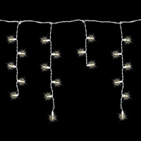 8 ft. Icicle Stringer - (70) LED Mini Lights - WARM WHITE - 15 Icicle Drops - White Wire - Commercial Duty - 45 Set Max Connections