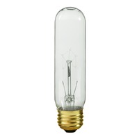 25 Watt - Clear - Incandescent T10 Light Bulb - Medium Brass Base - 120 Volt - Satco S3250
