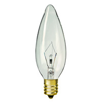 25 Watt - Clear - Straight Tip - Incandescent Chandelier Bulb - Candelabra Base - 130 Volt - Satco S3346