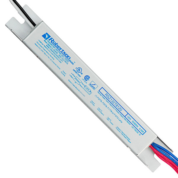 Robertson RSZ132T8120A - 120 Volt - Rapid Start - Ballast Factor 0.8 - Power Factor 53% - Min. Temp. Rating 0 Deg. F - Operates (1) F32T8 Fluorescent Lamp