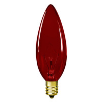 25 Watt - Transparent Red - Straight Tip - Incandescent Chandelier Bulb - Candelabra Base - 120 Volt - Satco S3219