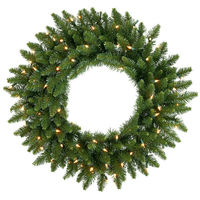 2.5 ft. Christmas Wreath - Classic PVC Needles - Camdon Fir - Prelit with Clear Warm White LED Bulbs  - Vickerman A861031LED