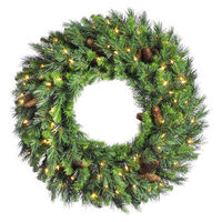 7 ft. Christmas Wreath - Classic PVC Needles - Cheyenne Pine - Prelit with Clear Mini Lights  - Vickerman A801085