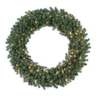 4 ft. Christmas Wreath - Classic PVC Needles - Douglas Fir - Prelit with Clear Mini Lights - Vickerman A808848