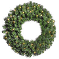3.5 ft. Christmas Wreath - Classic PVC Needles - Douglas Fir - Pre-Lit with Clear Mini Lights - Vickerman A808842