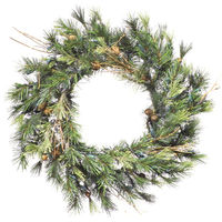 16 in. Christmas Wreath - Classic PVC Needles - Mixed Country Pine - Prelit with Clear Mini Lights  - Vickerman A801819