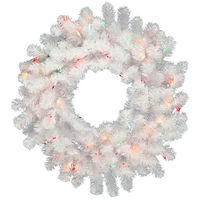 2.5 ft. Christmas Wreath - Classic PVC Needles - Crystal White - Prelit with Frosted Warm White LED Bulbs - Vickerman A805831LED