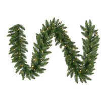 9 ft. Christmas Garland - Classic PVC Needles - Camdon Fir - Pre-Lit with Clear Mini Lights - Vickerman A861106