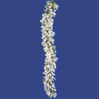 9 ft. Christmas Garland - Classic PVC Needles - Flocked Alaskan - Prelit with Clear Mini Lights  - Vickerman A806316