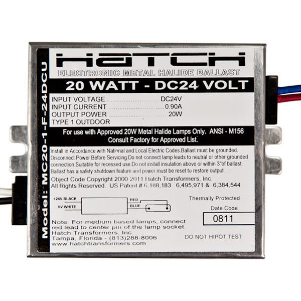Hatch MC20-1-F-24DCU - 20 Watt - Electronic Metal Halide Ballast Image