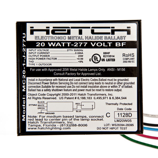 Hatch MC20-1-J-277U - 20 Watt - Electronic Metal Halide Ballast Image