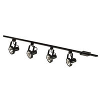Black - 4 ft. Track Kit - (4) Gimbal Ring Heads - For PAR30 Lamps - Single Circuit - 120 Volt - Ready For Installation - Nora NTL-158B/4H