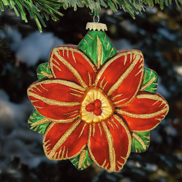 Antique Poinsettia Christmas Ornament Image