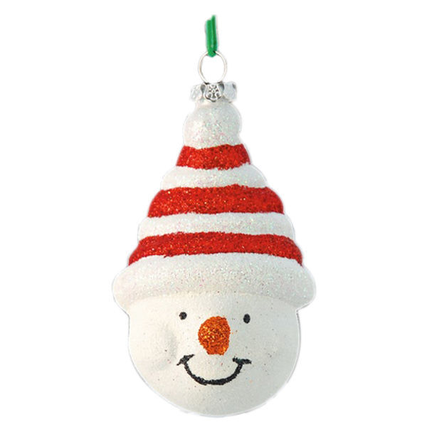 Glitter Snowman Head Christmas Ornament Image