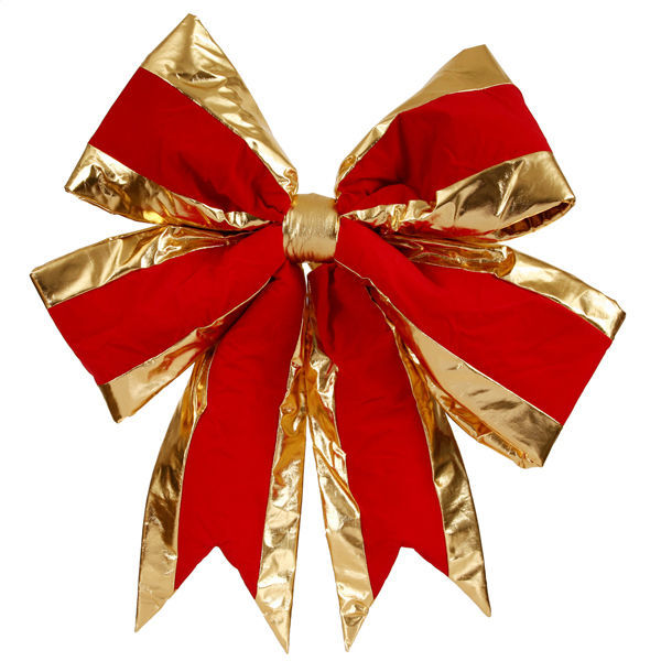 24 in. Red Velvet Structured Bow with Gold Trim Image
