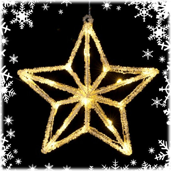 (24) Bulbs - LED - Illuminated Crystal Star - Warm White Wide Angle Mini Lights Image