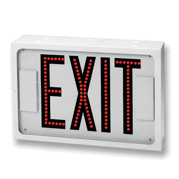 LED - White Steel - Double Face Direct View Exit Sign Image