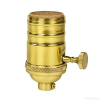 Medium Base Socket - 3-Way Turn Knob Socket - Polished Brass Finish - 1/8 IPS With Screw Set - 250 Watt Maximum - 250 Volt Maximum - PLT 80-1046