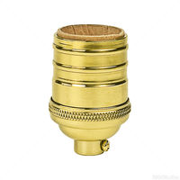 Short Medium Base Socket -  Keyless - Polished Brass Finish - 1/8 IPS With Screw Set - 660 Watt Maximum - 250 Volt Maximum - PLT 80-1054