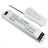 Dimming Controller and RF Remote for 12 or 24 Volt Single Color LED Tape Light  - FlexTec LT-311RF